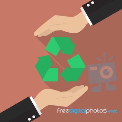 Hands Holding Recycle Icon Stock Image
