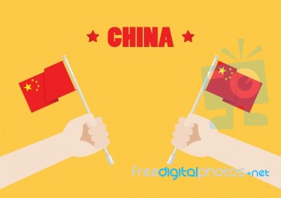 Hands Holding Up China Flags Stock Image