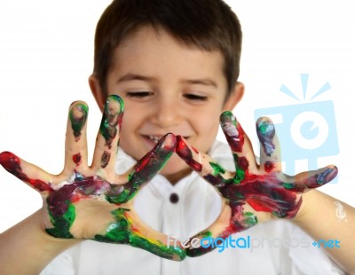 Hands In Paint Stock Photo