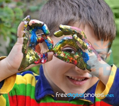 Hands In Paint Stock Photo