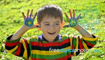 Hands In Paint Stock Photo