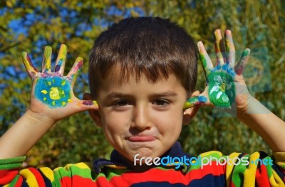 Hands In Paint Stock Photo