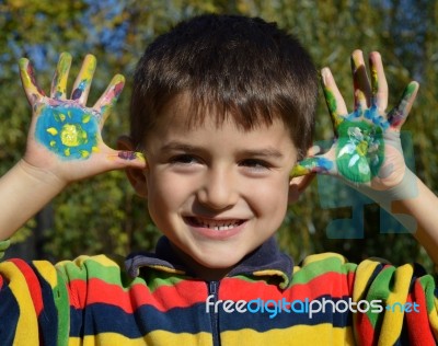 Hands In Paint Stock Photo