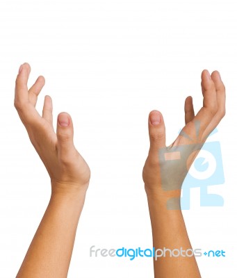 Hands Of Woman Catching Stock Photo