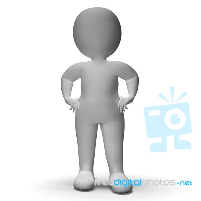 Hands On Hips 3d Man Showing Confidence Stock Image