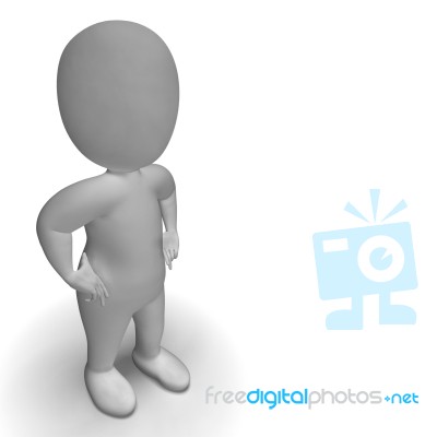 Hands On Hips 3d Man Shows Confidence Stock Image