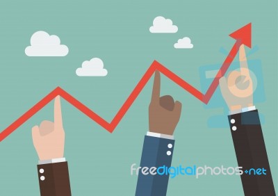 Hands Pushing Graph Up Stock Image