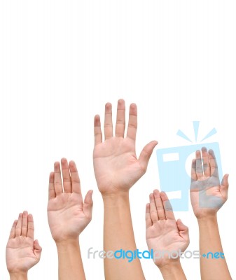 Hands Raising Up Stock Photo