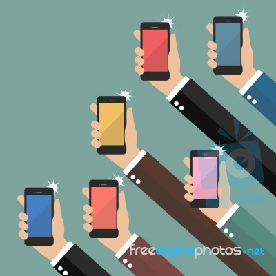 Hands Taking Pictures With Smartphones Stock Image