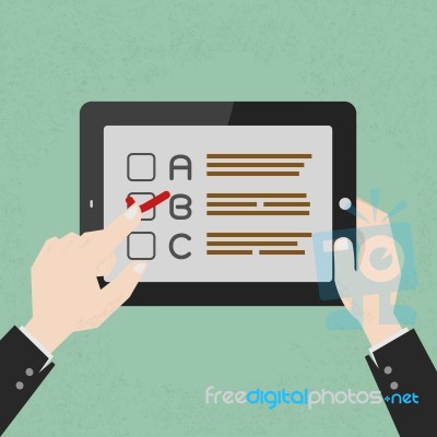 Hands With A Select Choice On Tablet Stock Image