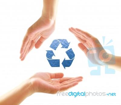 Hands With Recycle Shape Stock Photo