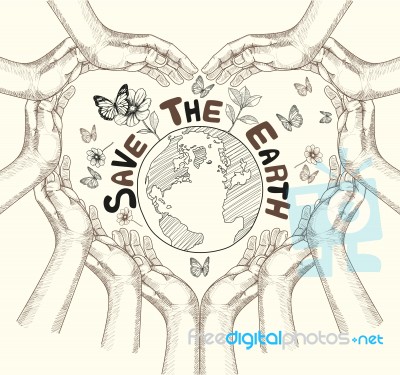 Hands With Save The Earth Concept Stock Image