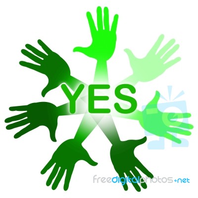 Hands Yes Means Agreeing O.k. And Affirm Stock Image