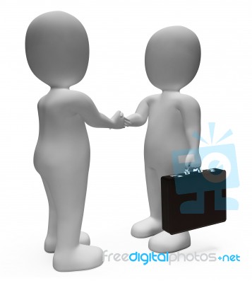 Handshake Businessmen Shows Deal Illustration And Contract 3d Re… Stock Image