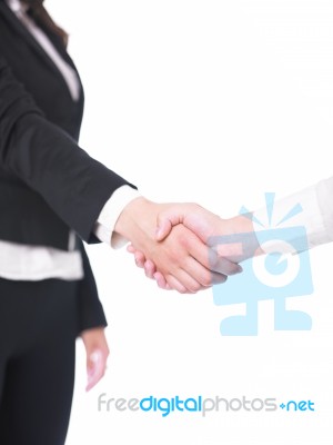 Handshaking Female Hand On White Stock Photo