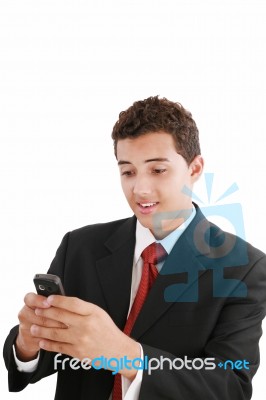 Handsome Business Man With Phone Stock Photo