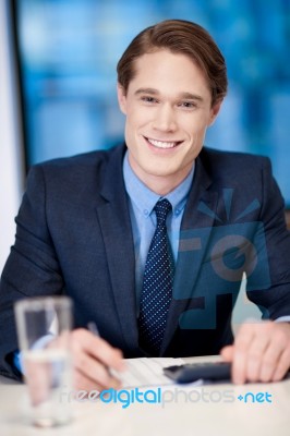 Handsome Businessman At Work Stock Photo