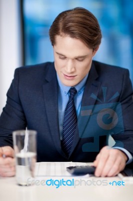 Handsome Businessman At Work Stock Photo