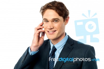 Handsome Businessman Having Phone Call Stock Photo