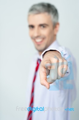 Handsome Businessman Pointing At You Stock Photo