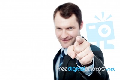 Handsome Businessman Pointing At You Stock Photo