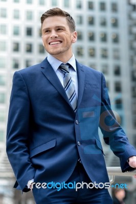 Handsome Businessman Posing At Outdoors Stock Photo