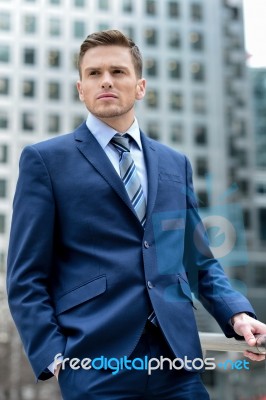 Handsome Businessman Posing Outdoors Stock Photo