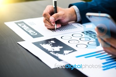 Handsome Businessman Wearing Suit And Using Modern Laptop Outdoo… Stock Photo