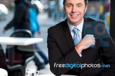 Handsome Cheerful Experienced Businessman Stock Photo