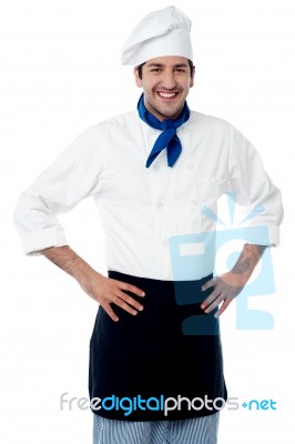 Handsome Chef Posing Over White Stock Photo