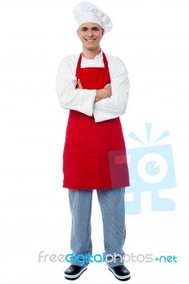 Handsome Chef Posing With Arms Crossed Stock Photo