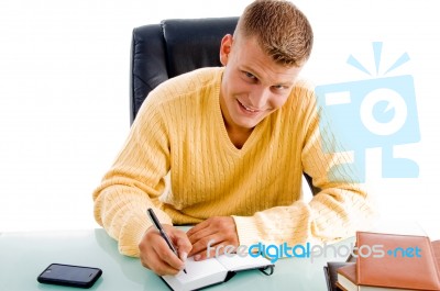 Handsome Executive Writing Stock Photo