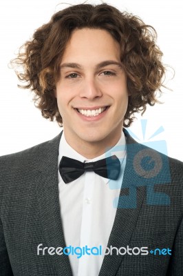 Handsome Guy With Curly Hair Stock Photo