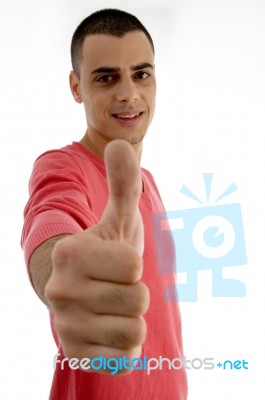 Handsome Male Showing Thumbs Up Stock Photo