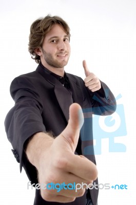 Handsome Male Wishing Goodluck Stock Photo