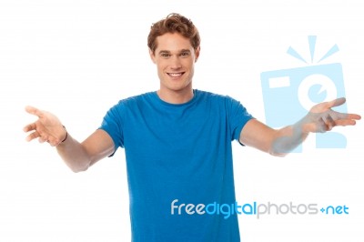 Handsome Man Posing On White Background Stock Photo