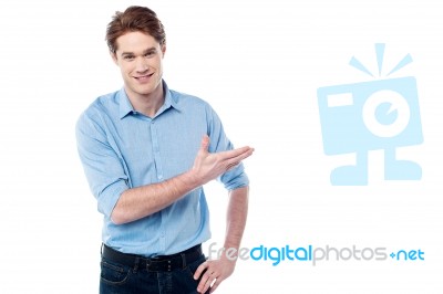 Handsome Man Welcoming Stock Photo