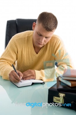 Handsome Professional Writing Stock Photo