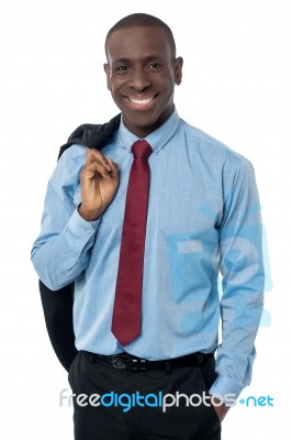 Handsome Young Business Man Posing Casually Stock Photo