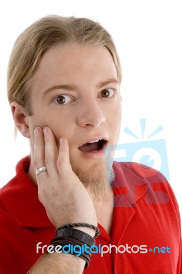 Handsome Young Guy Expressing Amazement Stock Photo