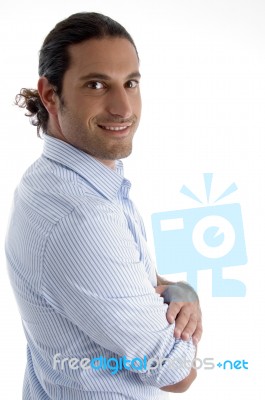 Handsome Young Guy Posing And Looking At Camera Stock Photo