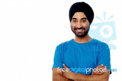 Handsome Young Smiling Guy, Arms Crossed Stock Photo