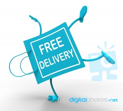 Handstand Free Delivery Shopping Bag Showing No Charge Or Gratis… Stock Image