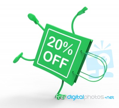 Handstand Shopping Bag Shows Sale Discount Twenty Percent Off 20… Stock Image