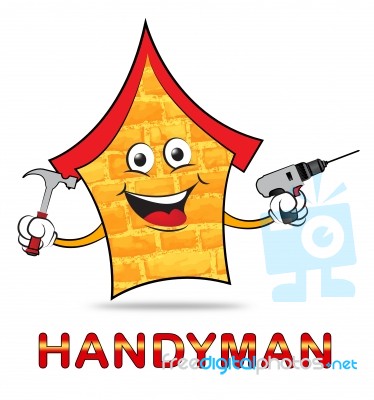 Handyman House Represents Home Improvement And Apartment Stock Image