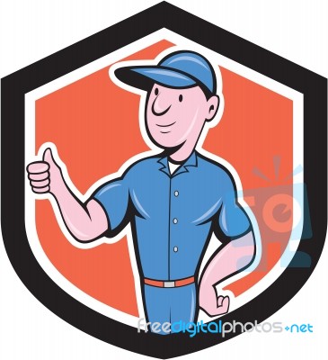 Handyman Repairman Thumbs Up Cartoon Stock Image