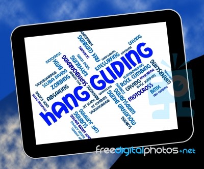 Hang Gliding Means Hanggliders Words And Glide Stock Image