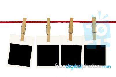 Hanging Blank Photo Frames Stock Photo