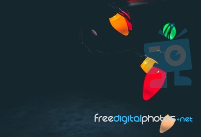 Hanging Christmas Lights Background Stock Photo