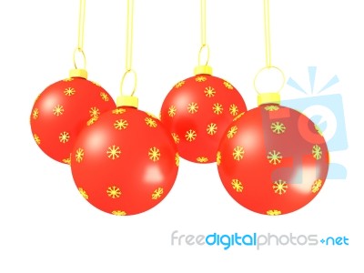 Hanging Red Christmas Balls Stock Image